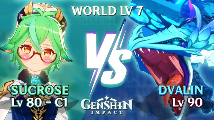 Genshin Impact Battle Build Sucrose VS Dvalin NO DAMAGE Taken