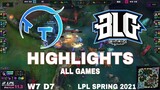 Highlight TT vs BLG (All Game) LPL Mùa Xuân 2021 | LPL Spring 2021 | ThunderTalk vs Bilibili Gaming