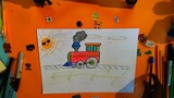 Train drawing and coloring from shapes simple learning video for kids and parent