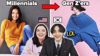 Korean and American Teens React To Millennials VS Gen Z MEMES!!!