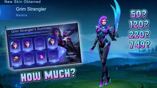 LET'S DRAW! HOW MUCH IS NATALIA GRIM STRANGLER SPECIAL SKIN? GRIM STRANGLER'S SUMMON EVENT! - MLBB