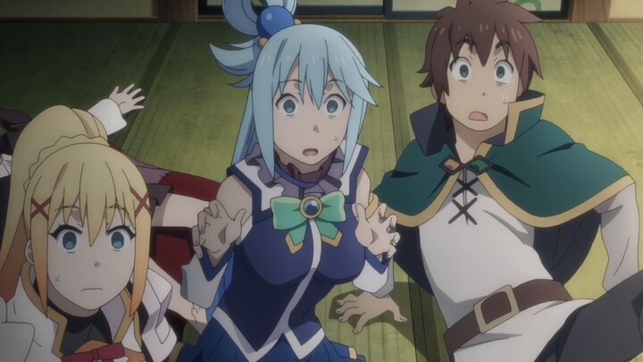 Kazuma dieksekusi di depan umum oleh orang tua Megumin, dan para hantu serta hewan berlutut setiap h