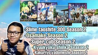 Bahas slime taoshite 300 s2,osamake s2,super cub s2,kyuukyoku shinka s2,kakuriyo yadomeshi s2 ||Req