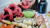 ASMR BOILED SEAFOOD PLATTER(OCTOPUS,TURGID VENUS CLAMS,SQUID, SNAIL,KIMCHI) EATING SOUND | LINH-ASMR