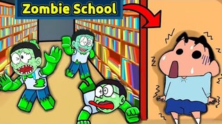 Shinchan Trapped In Zombie School 😱 || Funny Game Roblox 😂
