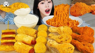 ASMR MUKBANG| 직접 만든 불닭볶음면 뿌링클 양념치킨 치즈볼 먹방 & 레시피 FRIED CHICKEN AND FIRE NOODLES EATING