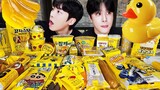 ASMR MUKBANG | 노랑 아이스크림 젤리 먹방 불닭볶음면 초콜릿 & YELLOW DESSERT  JELLY CANDY