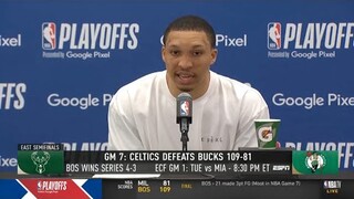 Grant Williams reacts to Celtics eliminate Bucks in Game 7: "We knew we were gonna persevere"