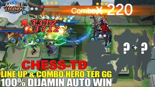 WAJIB DI COBA! LINE UP & COMBO HERO CHESS-TD INI! HERO MUSUH AUTO GAK BISA GERAK! MOBILE LEGENDS