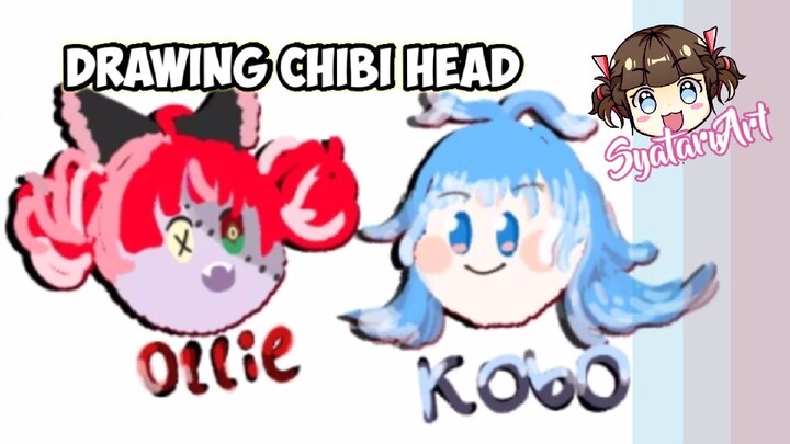 SpeedDraw Cute kepala chibi Ollie dan Kobo