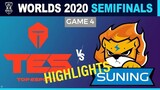 TES vs SN Highlight Ván 4 Bán Kết Chung Kết Thế Giới 2020 | Top Esports vs Suning