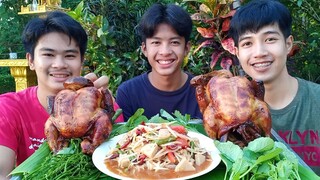 ส้มตำไก่ย่าง2ตัว ต้อนรับคนหายจากการเป็นไข้ จากการฉีดวัคซีน.