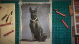 [Drawing]Draw a dog using oil pastel