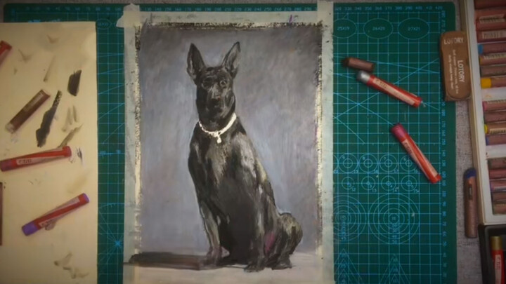 [Drawing]Draw a dog using oil pastel