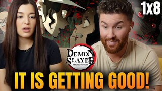 LEARNED A LOT HERE! 👀 HER FIRST ANIME! | Demon Slayer Reaction S1 Ep 8 Reaction