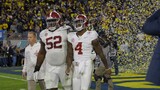 Jalen Milroe/Alabama leave the field after overtime loss to Michigan in the Rose Bowl.