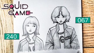 How to Draw 067 x 240 from Squid Game ( Sae Byeok X Ji Yeong )