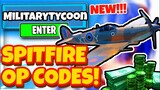 *NEW* SECRET WORKING SPITFIRE UPDATE OP CODES For MILITARY TYCOON In Roblox Military Codes!