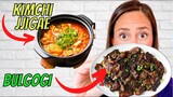 First Time Trying Korean Food | SUPER CRINGE| Kimchi Jjigae and Bulgogi
