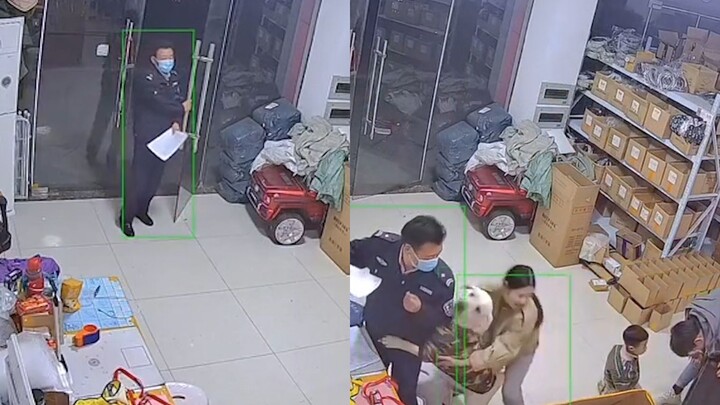 The police uncle came to visit the house. The dog hugged the policeman and said: Visit me first, vis