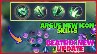 ARGUS Revamped New Skill Icons + Beatrix New "Need BackUp" Skills | Cecilion & Carmilla Game | MLBB