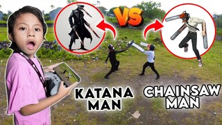 DRONE MEREKAM CHAINSAW MAN MELAWAN KATANA MAN‼️ SIAPA YANG MENANG YA❓