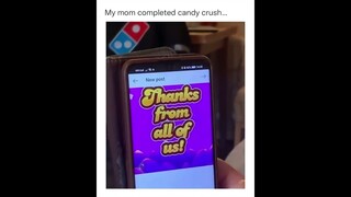 my mom completed candy crush