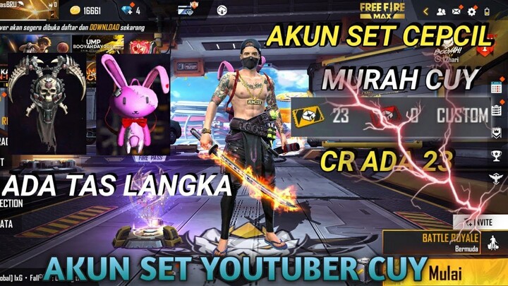 JUAL AKUN FREE FIRE SET YOUTUBER CEPCIL CR 23 CUY PART TERBARU 551