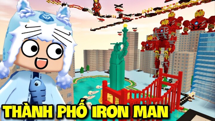 THÀNH PHỐ IRON MAN KHỔNG LỒ TRONG MINI WORLD MEOWPEO THỬ THÁCH PHÁ ĐẢO MAP PARKOUR MARVEL