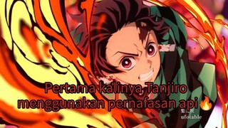 tanjiro menggunakan jurus Hinokami kagura yang bikin musuh ketar ketir