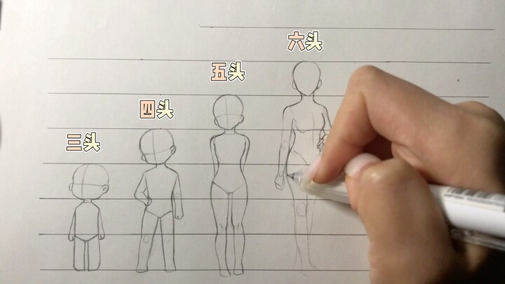 人体结构，头身比，三头四头五头……我一般都画7以上的h h h