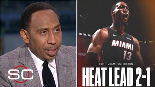 Stephen A. reacts to Bam Adebayo scores 31 Points as Miami Heat defeat Boston Celtics in Game 3