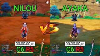 C6 Ayaka vs C6 Nilou! Melt vs Vaporize! Gameplay Comparison