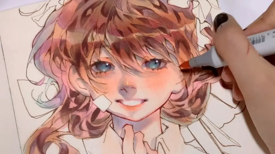 Draw a lovely beauty with a marker pen - Bilibili