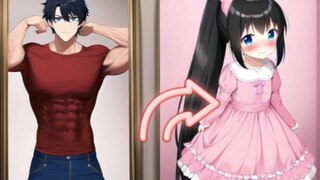 Muscular man gradually turns into a little loli