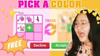 ONE COLOR TRADING CHALLENGE IN ADOPT ME | FREE ITEMS (SWERTE)