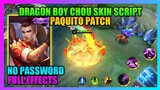 Dragon Boy Chou Skin Script NO PASSWORD | Latest Chou Dragon Boy Script Full Effects, Sound Effects