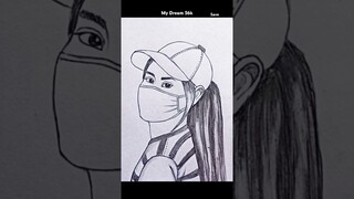 How to Draw a Beautiful girl with mask and Cap #art #sketch