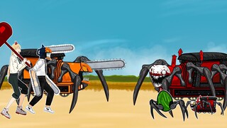 Choo Choo Charles vs Chainsaw Man, Power, Chainsaw Train Drawing Cartoons 2