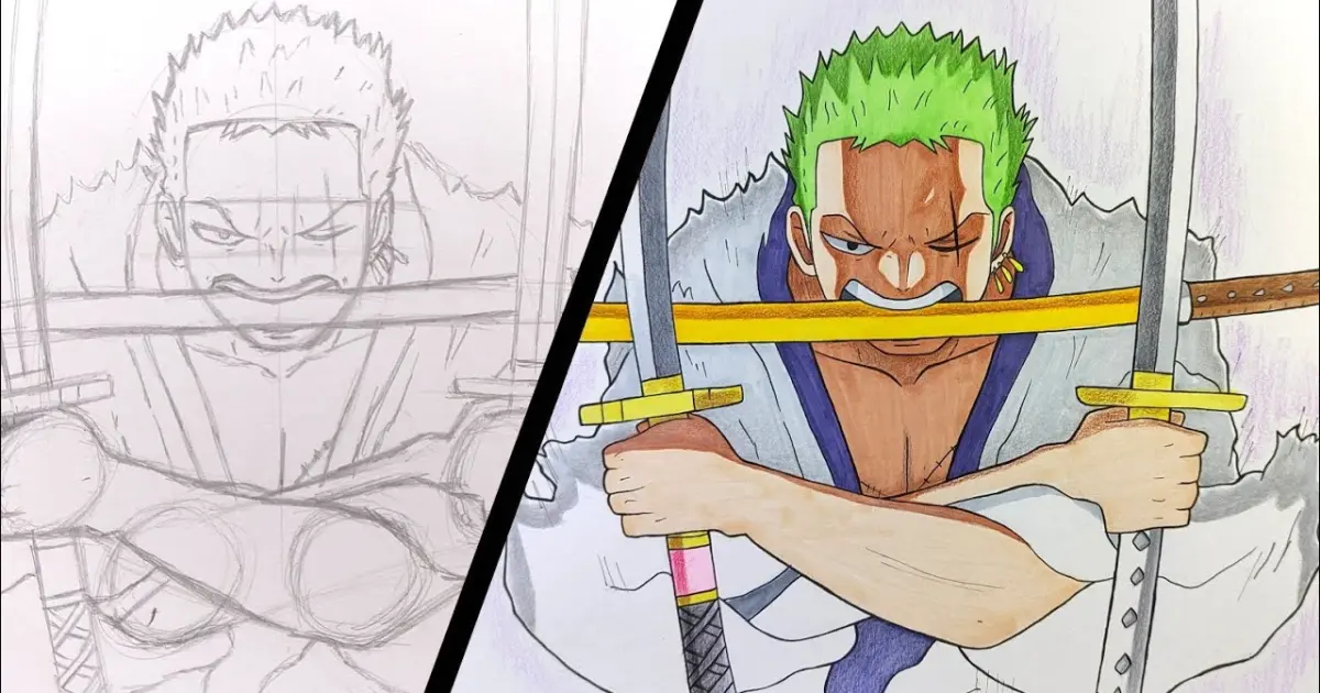 How To Draw Zoro (Three Swords) - [One Piece] - Bilibili