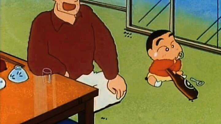 Shin-chan is very serious with his father.