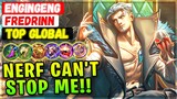 Nerf Can't Stop Me!! Overpower Tank Jungler [ Top Global Fredrinn ] EngIngEng. Mobile Legends Build