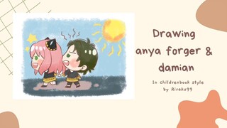 Speed painting chibi anya forger & damian in children book style