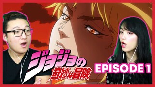 THE ADVENTURE BEGINS (｡･∀･)ﾉﾞ | Jojo's Bizarre Adventure Couples Reaction Episode 1 / 1x1