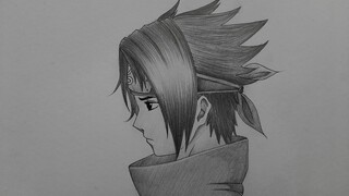 CARA MENGGAMBAR UCHIHA SASUKE DARI ANIME NARUTO