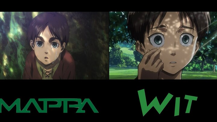Comparison between Attack on Titan WIT and MAPPA style