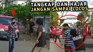 Maling Motor Terkepung Oleh Warga Dihantam Balok dan Batu Dari Belakang