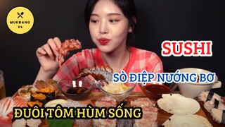 [Mukbang TV] - Korean - Đuôi tôm hùm sống - Sò điệp nướng bơ - Sushi các loại