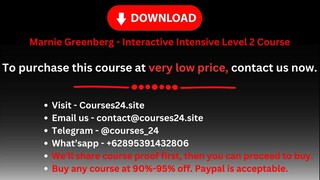 Marnie Greenberg - Interactive Intensive Level 2 Course