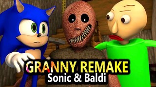 GRANNY REMAKE IN MINECRAFT Ft. SONIC & BALDI CHALLENGE! (reupload) Minecraft Game Animation